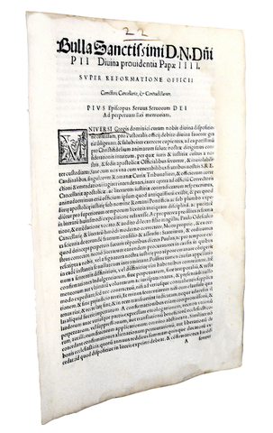 Bolla di papa Pio IV sulla Cancelleria Apostolica - Roma, Blado 1562