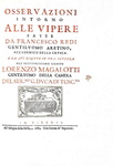 Francesco Redi - Osservazioni intorno alle vipere - 1664 (prima edizione nella variante pi rara)