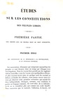 Simonde de Sismondi - Etudes sur les constitutions des peuples libres - Bruxelles 1839