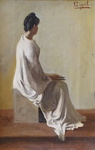 Vittorio Zippel - La lettrice - fine XIX secolo (1890/1895 ca.) - olio su tela di stile divisionista