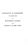 Le Rime di Petrarca con l'interpretazione di Giacomo Leopardi - Milano 1826 (rara prima edizione)