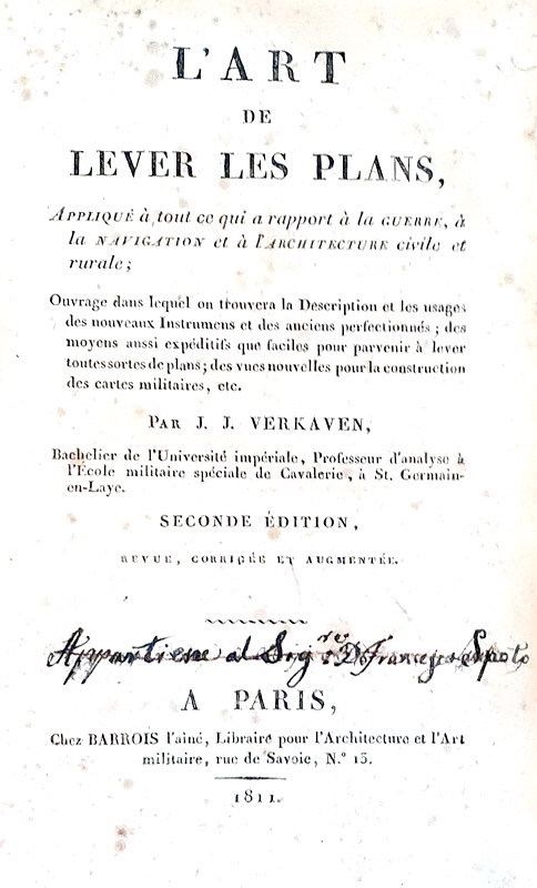 Cartografia e topografia: Verkaven - Art de lever les plans - A Paris 1811 (con 10 tavole)