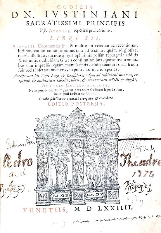 Il Codice di Giustiniano glossato: Codicis DN. Iustiniani repetitae praelectionis - Venetiis 1574