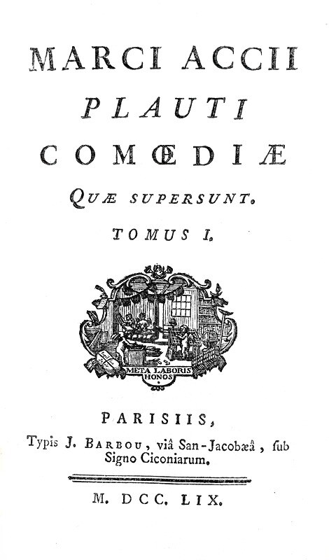 Una bellissima edizione delle Commedie di Plauto: Comoediae quae supersunt - 1759 (con 6 incisioni)