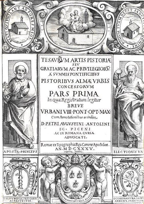 La corporazione dei fornai nel Seicento: Tesaurum artis pistoriae - 1635 (rarissima prima edizione)