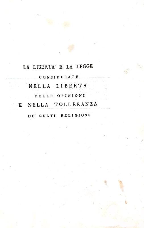 Palmieri - La libert e la legge considerate nella libert delle opinioni - 1798 (prima edizione)